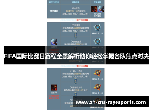 FIFA国际比赛日赛程全景解析助你轻松掌握各队焦点对决
